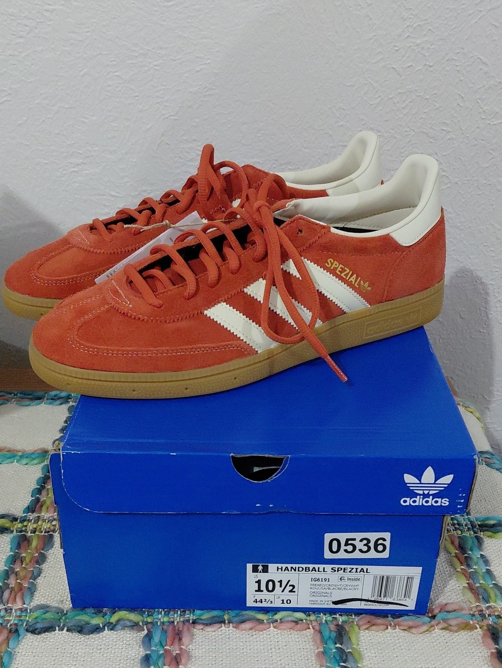 Adidas Spezial Women’s Suede Sneakers in Orange/Red with White Stripes